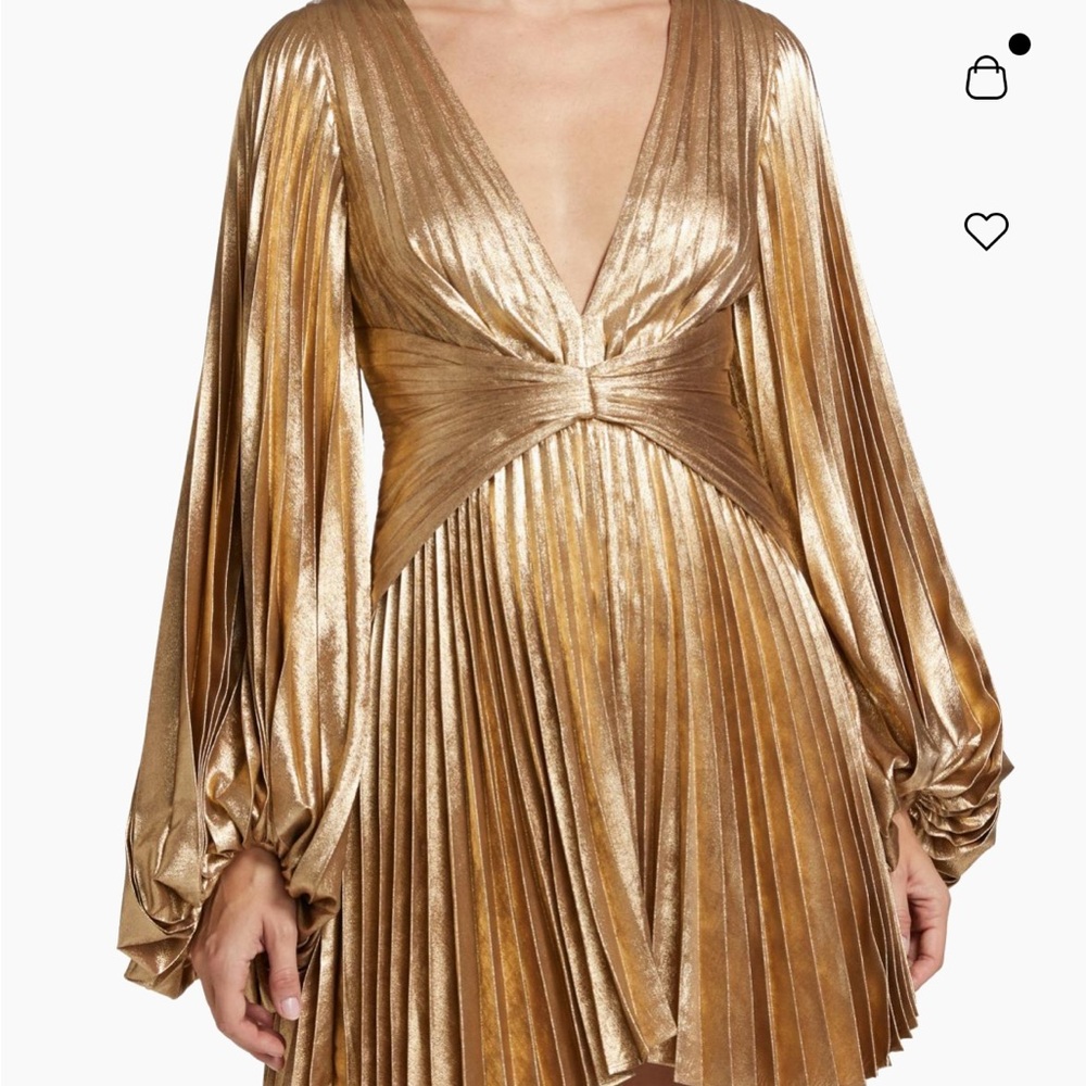 Acler Metallic Gold Long Sleeve Dress